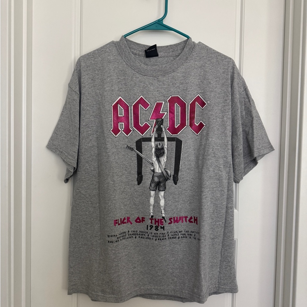 AC/DC Flick Of The Switch Gray Shirt Band Tee